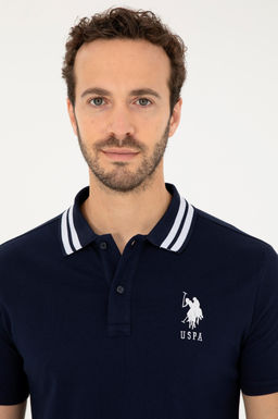Футболка U.S. Polo Assn G081GL011 мужская темно-синяя хлопок с эластаном  фото 9