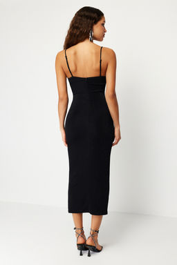 TRENDYOLMILLA Siyah Par?lt?l? Orme S?k Abiye Elbise TPRSS24EL00037 фото 6