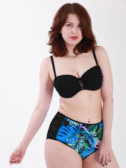 Купальник раздельный с черным лифом и высокими трусиками - Almond фото 3