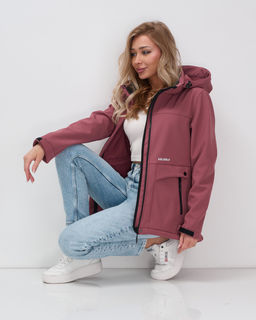 Ветровка спортивная женская с капюшоном softshell малинового цвета 9566M - Mtforce фото 30