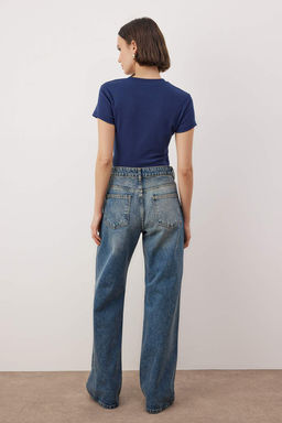 TRENDYOLMILLA Siyah Yuksek Bel Wide Leg Jeans TWOAW24JE00075  фото 8