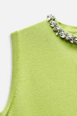 PLAIN KNIT TOP WITH RHINESTONE BEADS - Zara фото 3