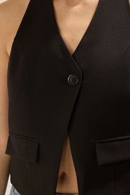 Trendyolmilla K?rm?z? Regular Regular Halter Yaka Tek Dugmeli Yelek TWOSS25YE00087 фото 6