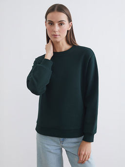 Bisiklet Yaka Kad?n Kal?n Sweatshirt