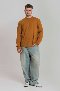 Лонгслив с круглым вырезом М126007к коричневый - Елена фото 3