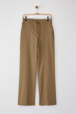 Siyah Bagc?kl? K?sl?k Tuseli Rahat Kumas Wide Leg/Genis Paca Pantolon TWOAW26PL00012 - Trendyolmilla фото 5