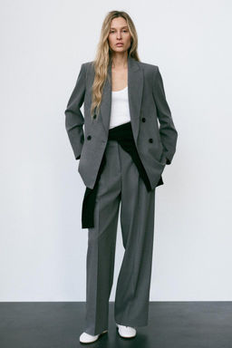 DOUBLE-BREASTED BLAZER WITH SHOULDER PADS