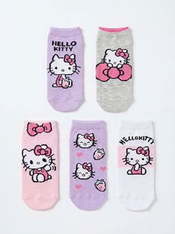Hello Kitty Bask?l? K?z ?ocuk 5li Patik ?orap