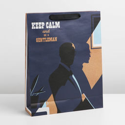 Пакет подарочный крафтовый, упаковка, «Keep calm», L 31 х 40 х 11.5 см