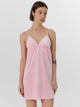 Платье домашнее женское велюровое розовое