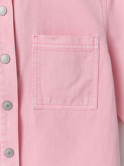 Рубашка джинсовая для девочек оверсайз розовая - Mark formelle фото 7