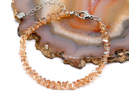 Браслет из циркона огранка 4мм, цвет шампань, 20см.