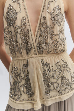 TOP HALTER BORDADOS ZW COLLECTION LIMITED EDITION / Beige - Zara фото 2