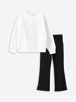 Bisiklet Yaka K?z ?ocuk Sweatshirt ve Tayt