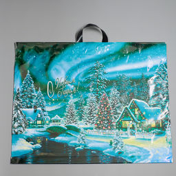 Цена за 25 шт. Новый год. Пакет "Дивный лес", полиэтиленовый с петлевой ручкой, 71х55 см.