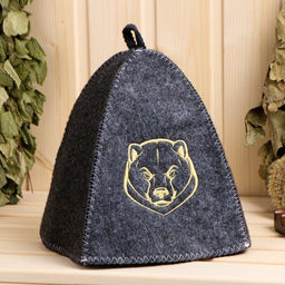 Цена за 2 шт. Шапка для бани и сауны, «Медведь», полиэфир 70%, шерсть 30%, «Добропаровъ»