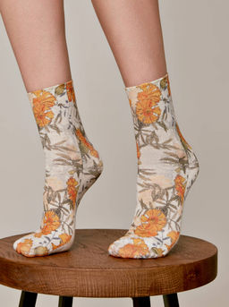 Цена за 2 пары. Носки Классические CONTE Носки с принтом FANTASY из смесовой пряжи с хлопком и льном желтый