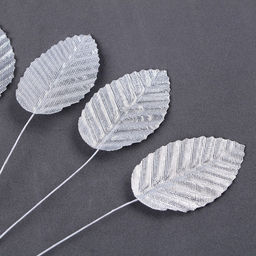 Цена за 3 шт. Топпер для торта «Листья», в наборе 10 шт., серебряный