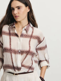 Рубашка из тенселя с патами на рукавах / Zarina