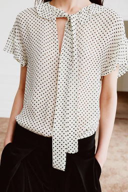 BLUSA LAZADAS LUNARES ZW COLLECTION / Blanco - Zara фото 4