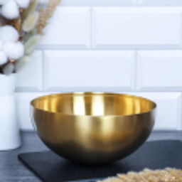 Чаша-салатник 25 см металл Золотая G-100 /уп 72/ 0,38/ 201 - Галеонтрейд фото 2