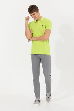 Мужская базовая футболка фисташкового цвета с воротником-поло - U.s. polo assn фото 4