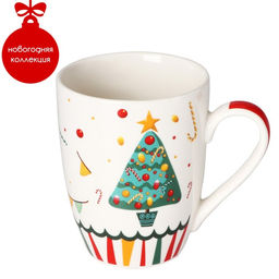 Кружка фарфоровая в подарочной упаковке Доляна Новый год. Ёлочка, 350 мл, цвет белый