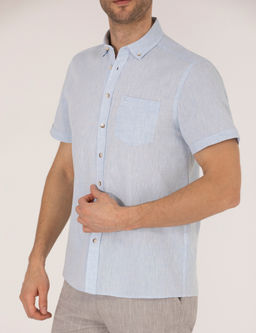 A__k Mavi Regular Fit K_sa Kollu G_mlek