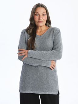 V Yaka Kad?n Triko Kazak