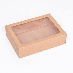 Цена за 5 шт. Коробка складная, крышка-дно, с окном, крафт, 25 х 18 х 6,5 см, - UPAK LAND фото 2