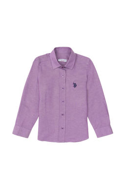 Фиолетовая рубашка с длинным рукавом для девочки Неожиданная скидка в корзине