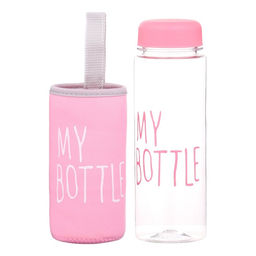 Бутылка для воды My bottle, 500 мл, 19.5×6 см, чехол в комплекте, розовая