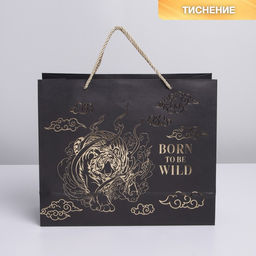 Пакет крафтовый с пластиковым окном Burn to be wild, 31 х 26 х 11 см