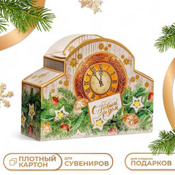 Цена за 5 шт. Подарочная коробка Часы Новогодний звон, 24 х 8,5 х 18,5 см - Simaland фото 4