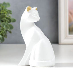 Фигурка полистоун «Белая кошка с золотыми ушками», 4×6.5×10.7 см