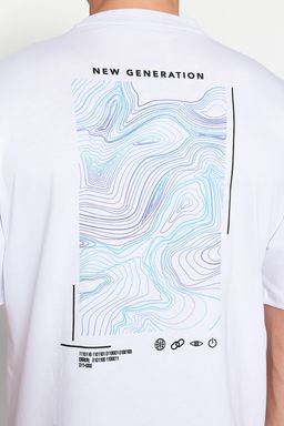 Beyaz Oversize/Genis Kesim Bask?l? %100 Pamuklu T-Shirt TMNSS23TS00238