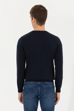 Мужской темно-синий трикотажный свитер с круглым вырезом Неожиданная скидка в корзине - U.s. polo assn фото 5