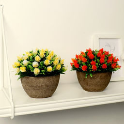 Искусственный цветок в горшке Многослойные бутоны, 13?11 см, МИКС