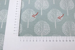 Теплый хлопок Белые деревья на св.винтажной мяте, ш.1.45м, хлопок-100%, 150гр/м.кв - Купава фото 2