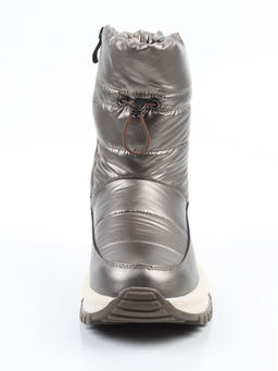 02-WA010-2M GRAY/BRONZE Сапоги "Дутики" зимние женские (натуральная кожа, курточная ткань, 100% шерсть)