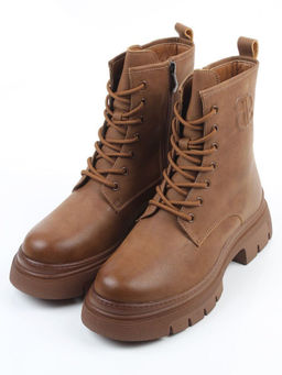 04-WD022-2M BROWN Ботинки зимние женские (натуральная кожа, 100% шерсть)