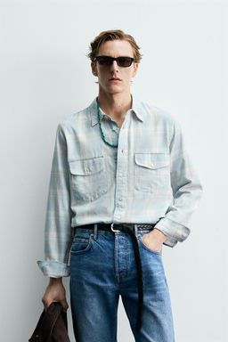 CAMISA DENIM LIGERO AARON LEVINE X ZARA / Azul claro  фото 2