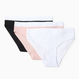 Набор трусов слипы MINAKU рубчик размер 48-50 (белый, бежевый, чёрный) 3 шт.