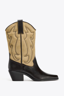 COMBINED LEATHER EMBROIDERED BOOTS - Zara фото 5