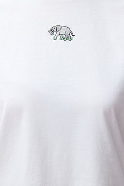 Beyaz %100 Pamuk Nak?sl? Regular/Normal Kal?p Orme T-Shirt TWOSS24TS00160