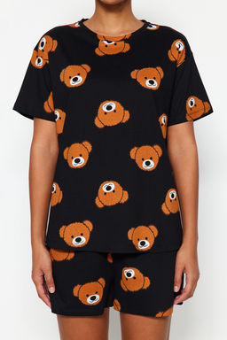 Trendyolmilla Ekru %100 Pamuklu Ay?c?kl? Sortlu Orme Pijama Tak?m? THMSS23PT00005  фото 40