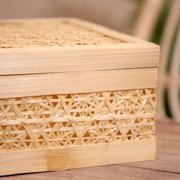 Шкатулка плетёная с крышкой, 25×25×12 см, бамбук