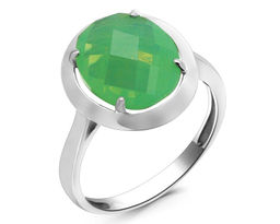 Кольцо из серебра лунный камень зеленый, Ю-100М48
