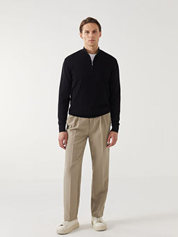 Dik Yaka Uzun Kollu Erkek Triko Kazak