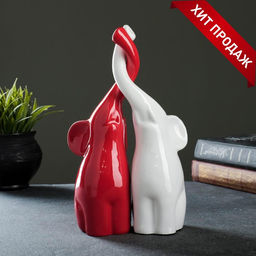 Набор фигурок «Пара слонов», белый и красный, 9×15×25 см